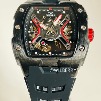 R1.00 Auction**ONOLA X-Factor Automatic Skeleton Watch Black