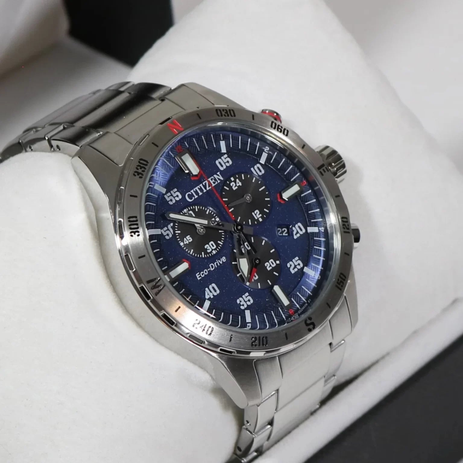 CITIZEN Eco-Drive Chronograph Watch Silver / Blue AT2520-89L