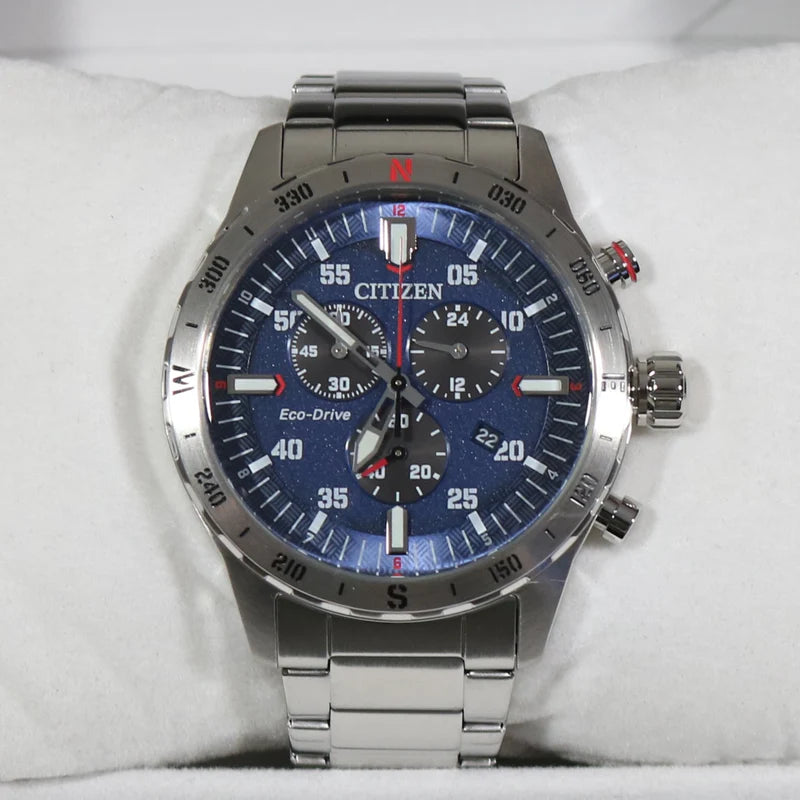 CITIZEN Eco-Drive Chronograph Watch Silver / Blue AT2520-89L