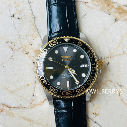 9/10 Condition **INVICTA** Men's ProDiver 40mm Leather Strap Watch