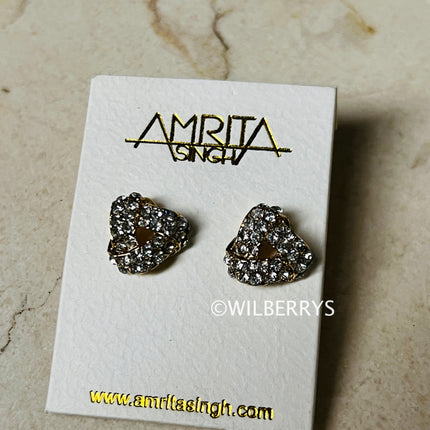 AMRITA NEW YORK Gold/Crystal Bling Stud Earrings