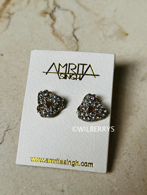 AMRITA NEW YORK Gold/Crystal Bling Stud Earrings
