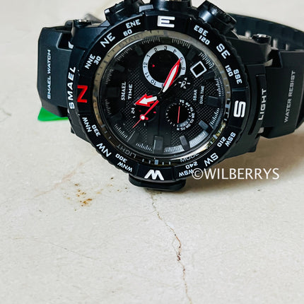 SMAEL Men's S-SHOCK Pilot Compass Dual Time Watch