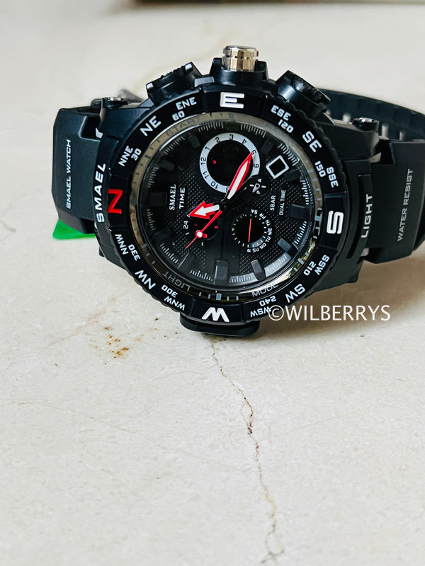 SMAEL Men's S-SHOCK Pilot Compass Dual Time Watch