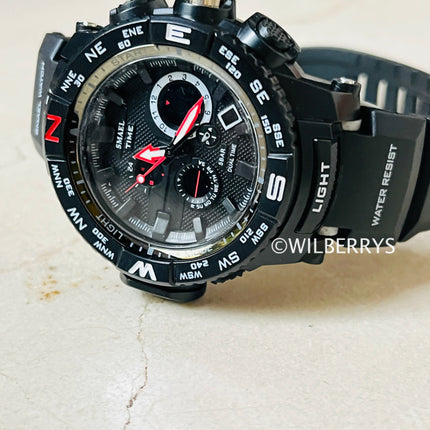 SMAEL Men's S-SHOCK Pilot Compass Dual Time Watch