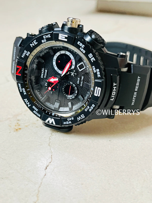 SMAEL Men's S-SHOCK Pilot Compass Dual Time Watch