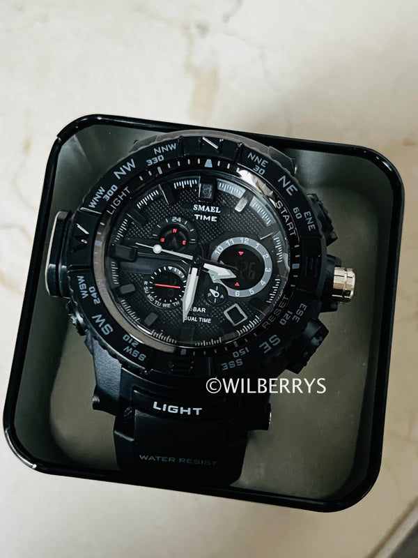 SMAEL Men's S-SHOCK Pilot Fuselage Dual Time Watch