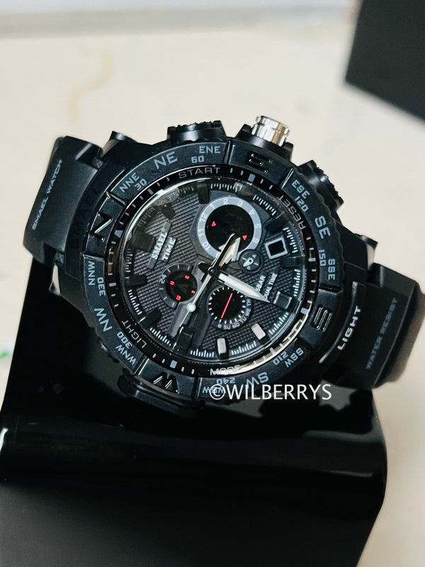 SMAEL Men's S-SHOCK Pilot Fuselage Dual Time Watch