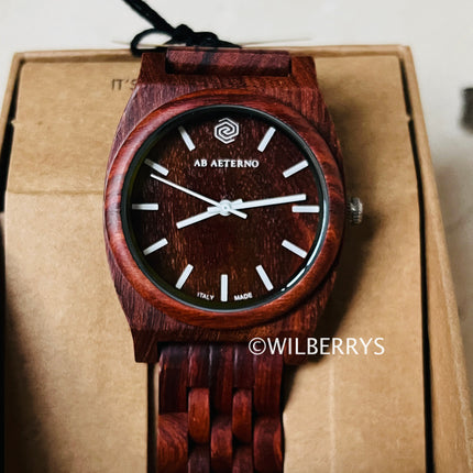 AB AETERNO Unisex 38mm Dusk White Red Sandalwood Italy Made Watch