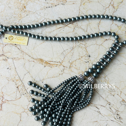 AMRITA NEW YORK Lizzie CZ Pearl Necklace Grey Pearl