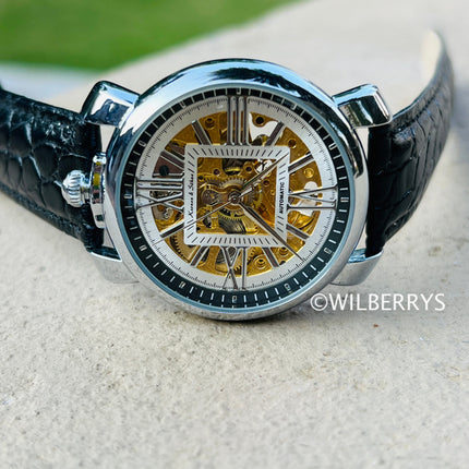 KRONEN AND SOHNE Men's Roman Top Crown Mechanical Automatic Watch