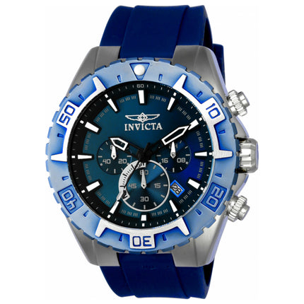 Invicta Aviator Men's Watch Stainless Steel Case Silicone Strap Quartz 45mm
