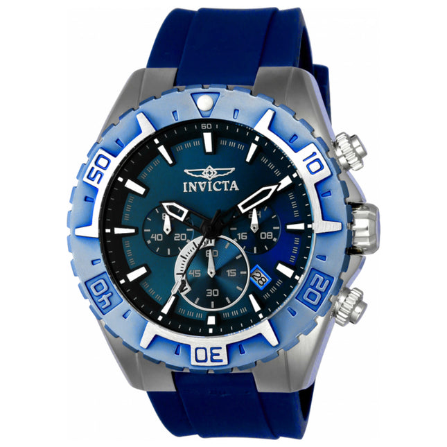Invicta Aviator Men's Watch Stainless Steel Case Silicone Strap Quartz 45mm