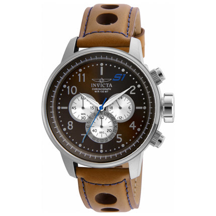 Invicta S1 Rally Men's Watch Stainless Steel Case Leather Strap Quartz 45mm