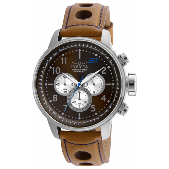 Invicta S1 Rally Men's Watch Stainless Steel Case Leather Strap Quartz 45mm