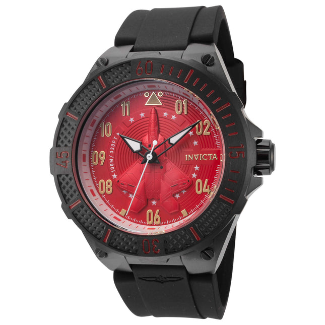 Invicta Aviator Men's Watch Stainless Steel Case Silicone Band Quartz Movement