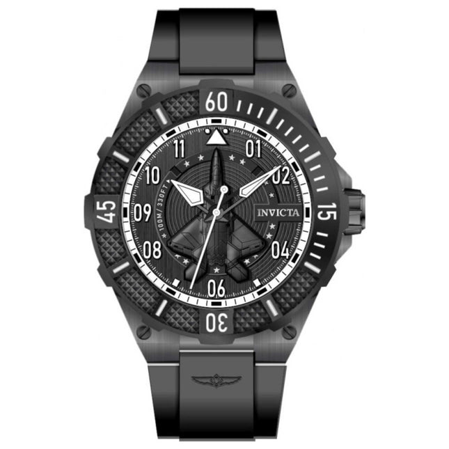 Invicta Aviator Men's Watch Stainless Steel Case Silicone Strap Quartz