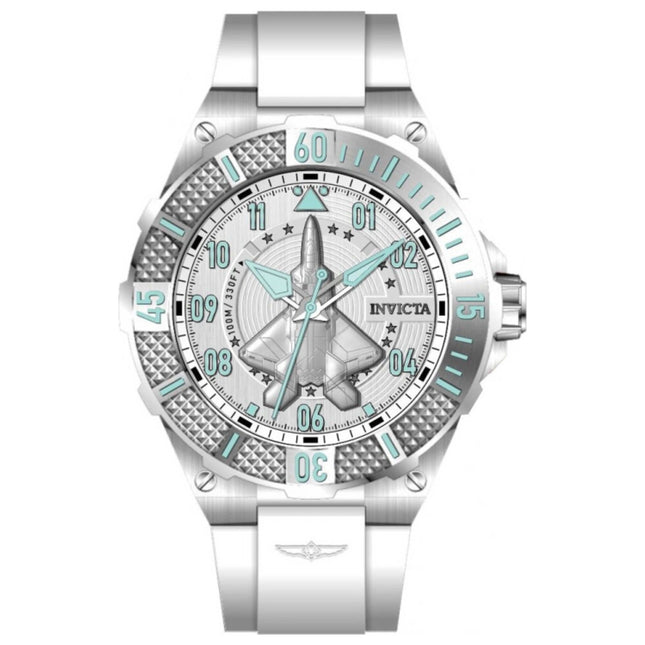 Invicta Aviator Men's Watch Stainless Steel Case Silicone Strap Quartz