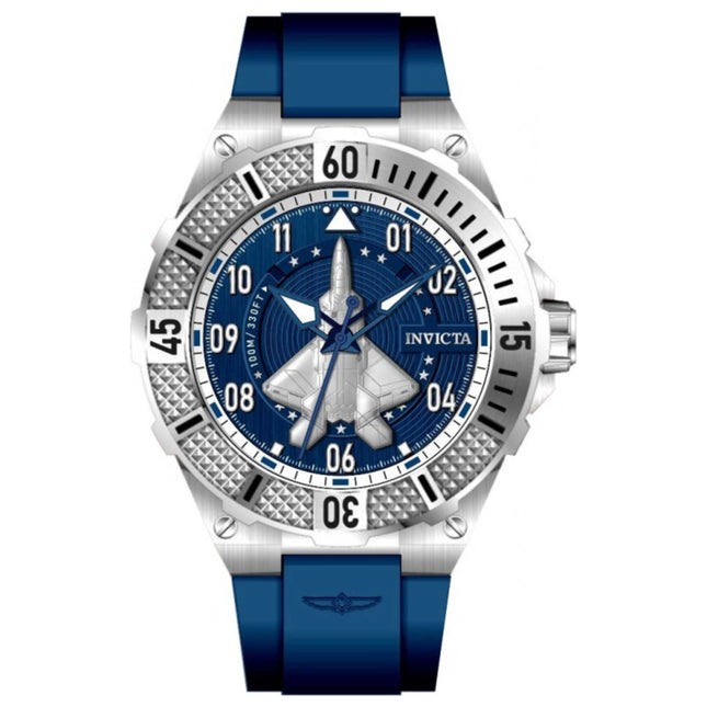 Invicta Aviator Men's Watch Stainless Steel Case Silicone Strap Quartz