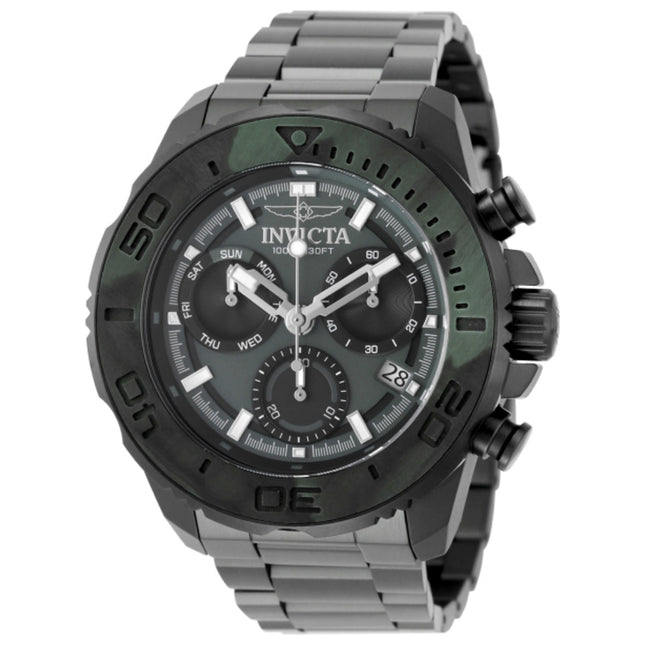 Invicta Carbon Hawk Men's Watch Stainless Steel Case and Bracelet Quartz 44mm