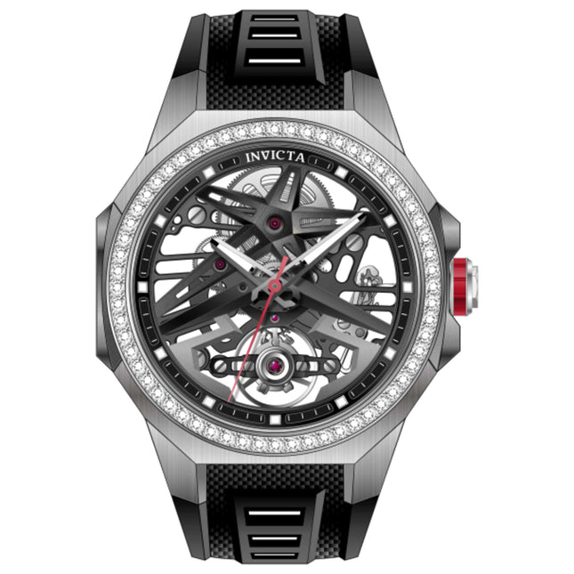 Invicta Objet D Art Diamond Men's Automatic Watch Stainless Steel Case Rubber Strap