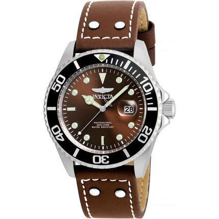 INVICTA Men's Pro Diver 43mm Leather Watch Chocolate