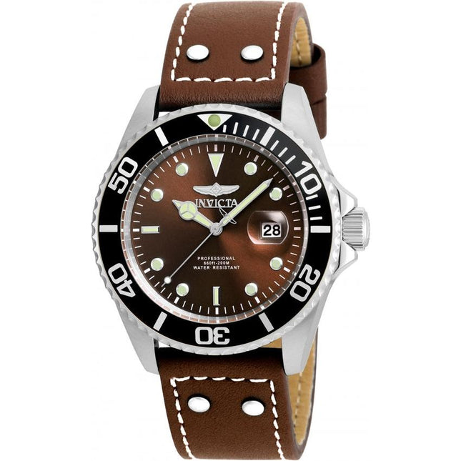 INVICTA Men's Pro Diver 43mm Leather Watch Chocolate