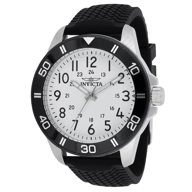INVICTA Men's Pro Diver 45mm Silicone Strap Watch Silver / Black