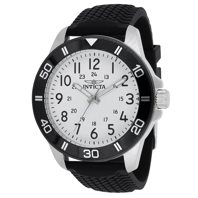 INVICTA Men's Pro Diver 45mm Silver / Black Silicone Strap Watch