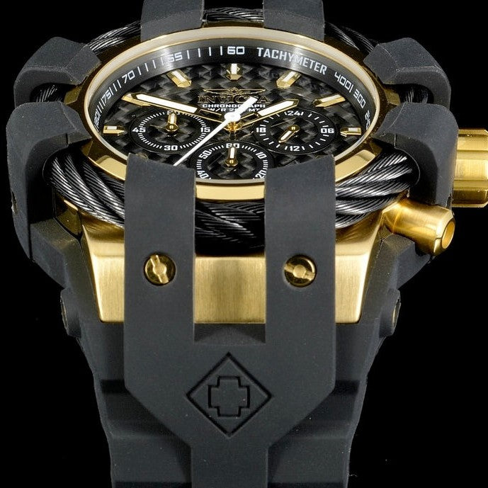 INVICTA Men's Bolt Wire Chronograph 48mm Watch Black/Gold/Carbon