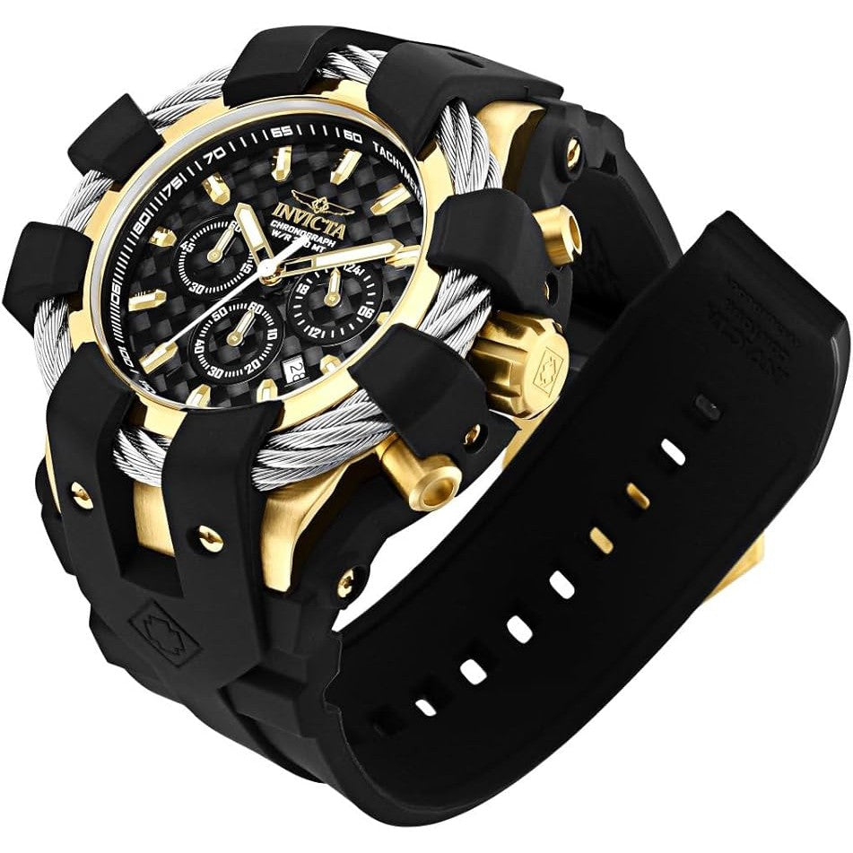 INVICTA Men's Bolt Wire Chronograph 48mm Watch Black/Gold/Silver