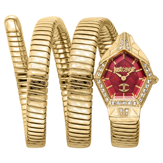 Just Cavalli Signature Snake Mesmerizing Yellow Gold Red