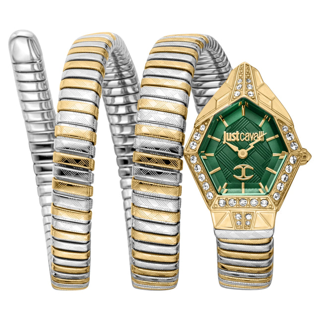 Just Cavalli Signature Snake Mesmerizing Two Tones YG Green
