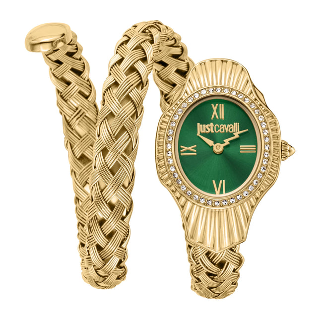 Just Cavalli Signature Snake Twined Yellow Gold Green