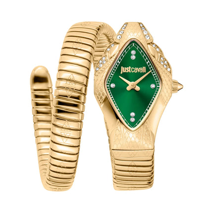 Just Cavalli Signature Snake Ferocious Yellow Gold Green