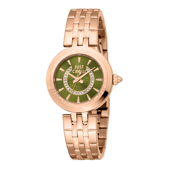 Just Cavalli Animalier Preziosa Rose Gold Olive Green