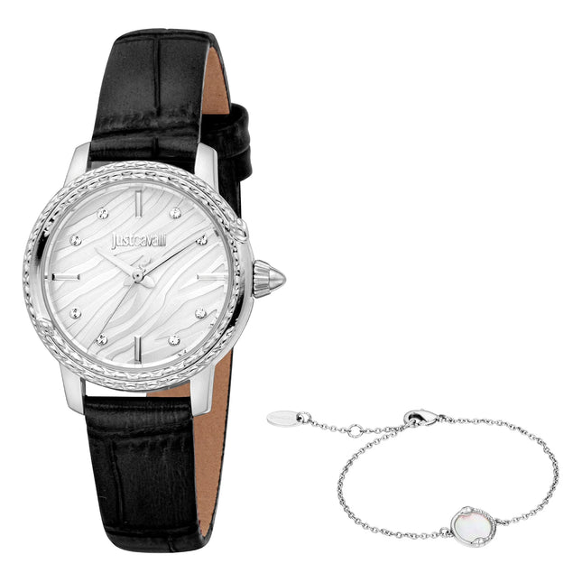 Just Cavalli SET Euforia Snake Leather Black Silver