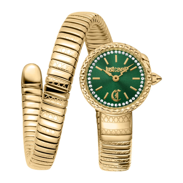 Just Cavalli Signature Snake Sirena Yellow Gold Green