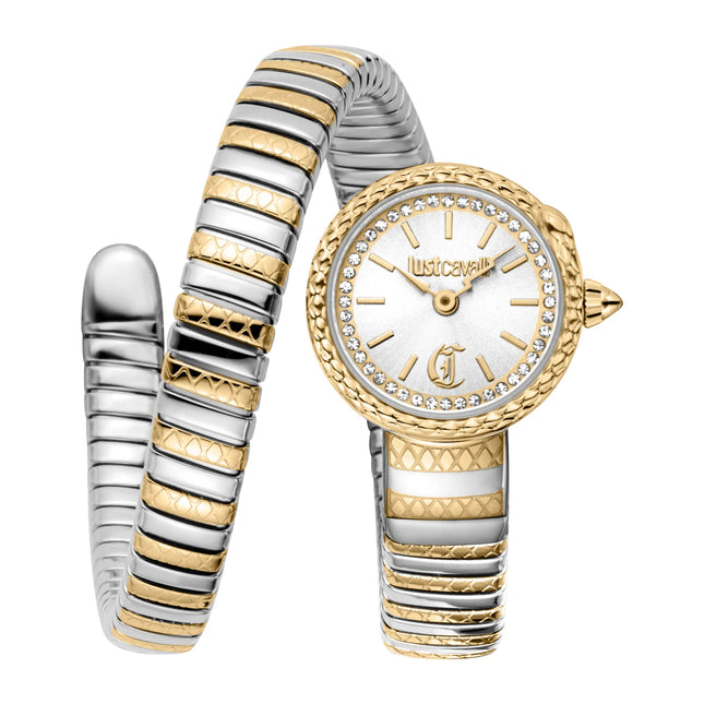 Just Cavalli Signature Snake Sirena Silver Yellow Gold