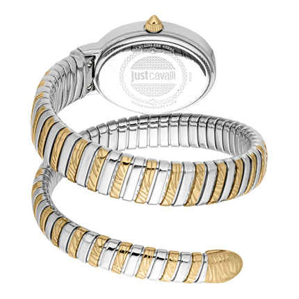 Just Cavalli Signature Snake Velina Silver Yellow Gold Green