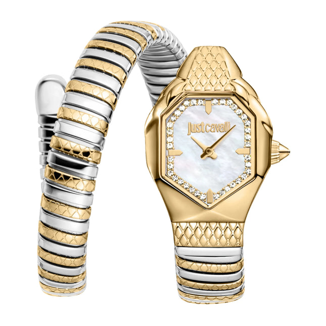 Just Cavalli Signature Snake Aria Two Tones YG Silver MOP