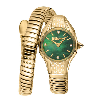Just Cavalli Signature Snake Vivace Yellow Gold Green