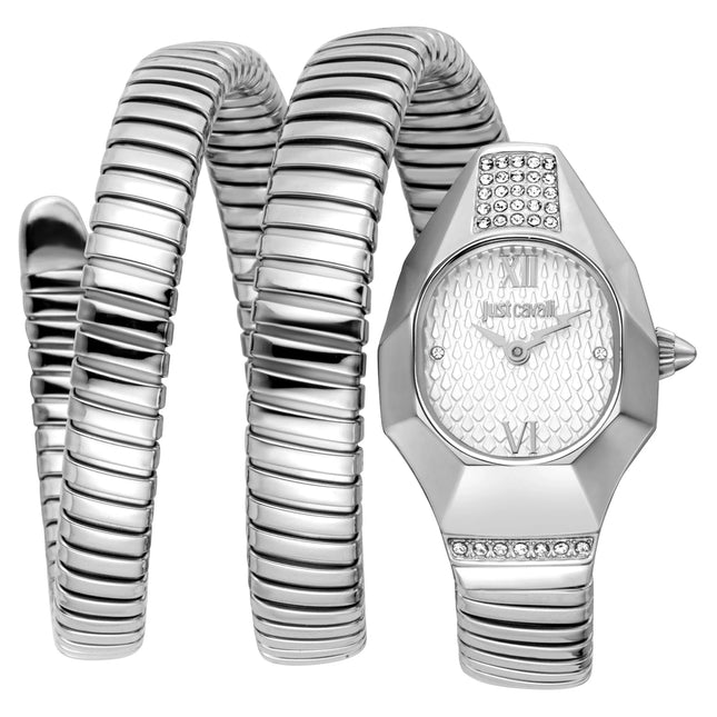 Just Cavalli Signature Snake Lunara Silver