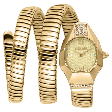 Just Cavalli Signature Snake Lunara Yellow Gold Champagne