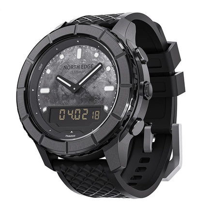 NORTH EDGE THARSIS Outdoor Tactical Digital Watch Carbon Fiber Case 304 Stainless Steel Bezel Barometer Mars-patterned 50M Waterproof Men's Watch