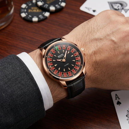Mark Fairwhale FW-5031B ROULEX – Men’s Quartz Watch Roulette Leather Strap Limited Edition