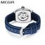 MEGIR Men's Aircraft Hollow Automatic Mechanical 44mm Silicone Strap Watch Blue