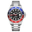 MEGIR ELITE Men's GMT Date 43mm Stainless Steel Pepsi Oyster Bracelet Watch