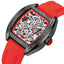 MEGIR Men's Aircraft Hollow Automatic Mechanical 44mm Silicone Strap Watch Red