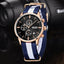 MEGIR Men's Nautical Series Chronograph Date 45mm Nylon Strap Watch Rose Gold / White Blue